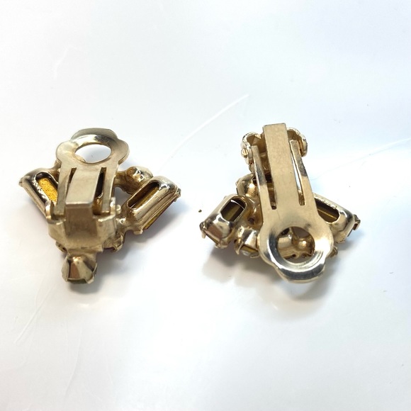 Vintage Faux Ruby and Diamond Clip On Earrings - Picture 4 of 4